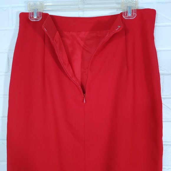 Vintage Istante Versace Bold Red Wool Skirt Suit Made in Italy Flawed 48/12 - Picture 14 of 16